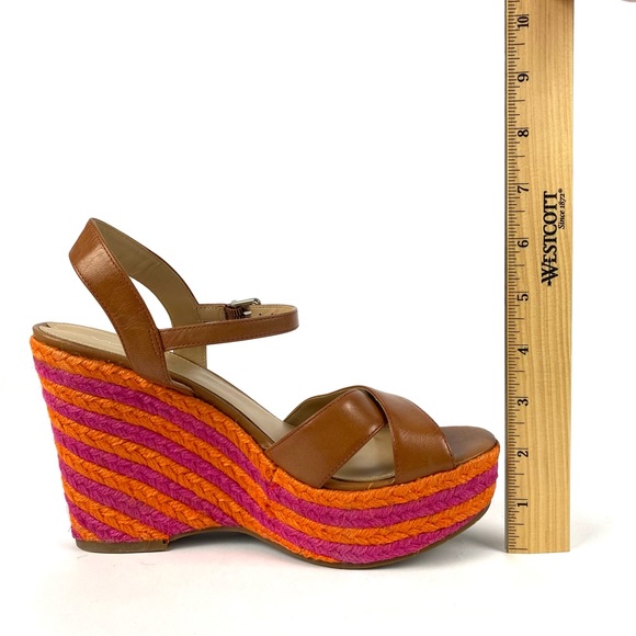 NWT Via Spiga Evelina Espadrille Wedge Platform Pink Orange Sandals, Size 8.5 - Picture 13 of 15